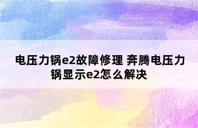 电压力锅e2故障修理 奔腾电压力锅显示e2怎么解决